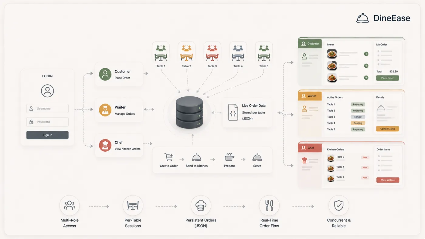 DineEase restaurant ordering interface